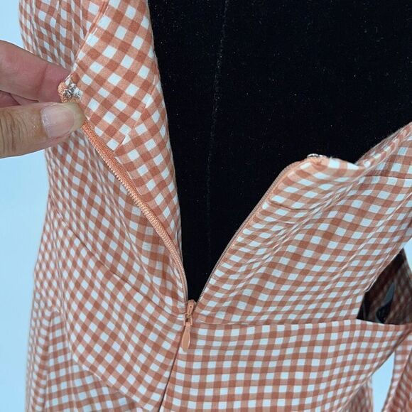 Hunter Bell‎ Maxwell Midi Dress Terracotta Gingham Size 10 NWT $496 - Picture 8 of 14